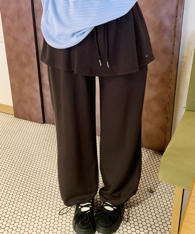 レイヤードトレーニングスカートパンツ BROWN