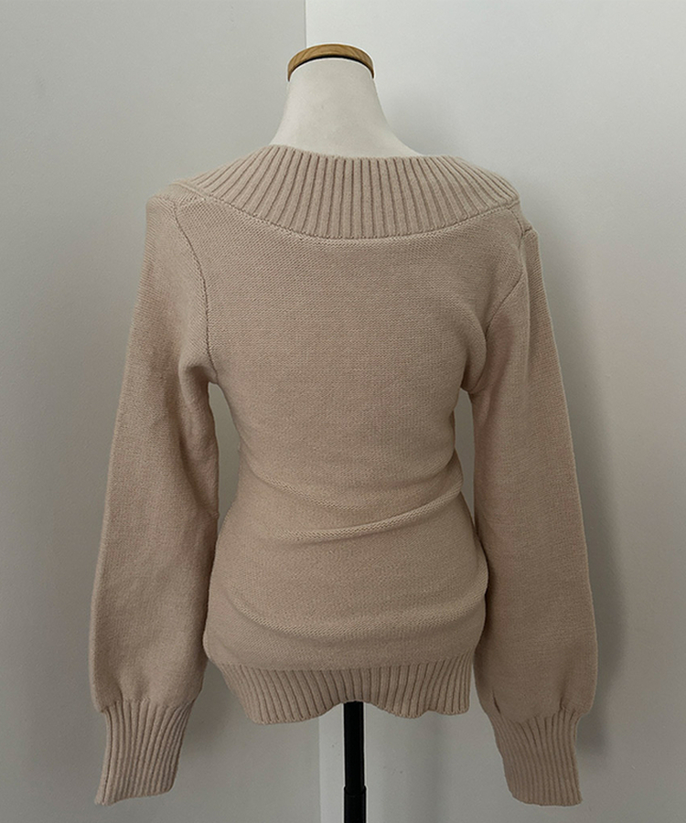 멜번 브이넥 꽈배기 롱 니트