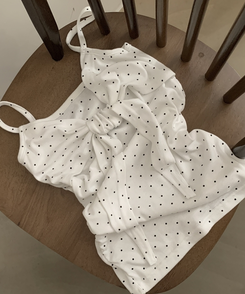 ソフドットチェックリボンキャミソール WHITE