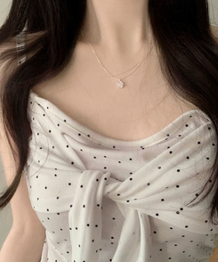 ソフドットチェックリボンキャミソール WHITE