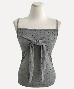 ソフドットチェックリボンキャミソール