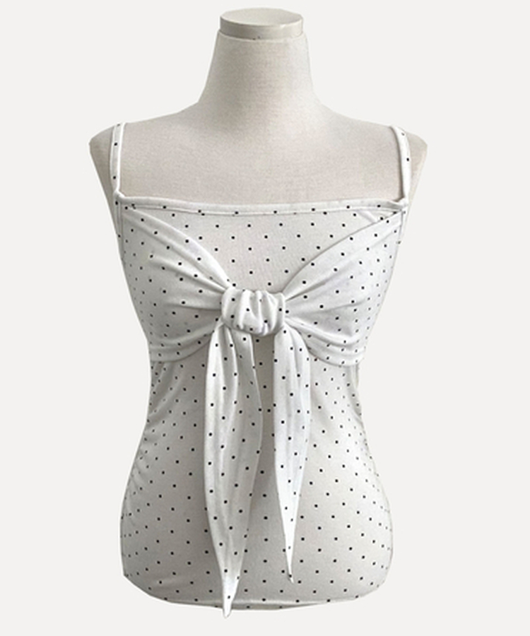 ソフドットチェックリボンキャミソール