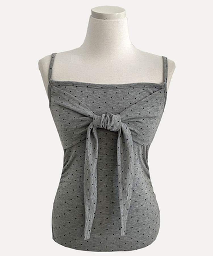 ソフドットチェックリボンキャミソール