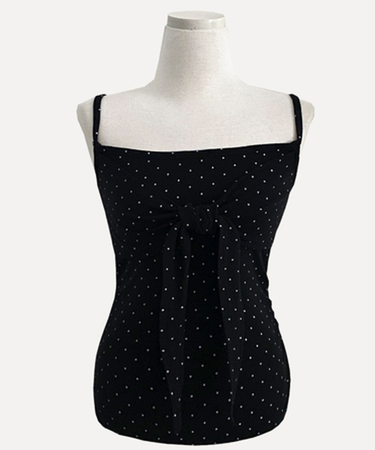 ソフドットチェックリボンキャミソール