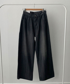 ストライプウォッシングワイドデニムパンツ