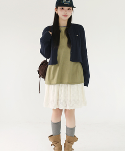 ストライプオーバーフィットTシャツ(6color) OLIVE