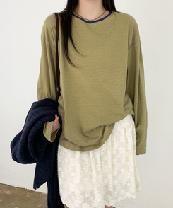 ストライプオーバーフィットTシャツ(6color) OLIVE