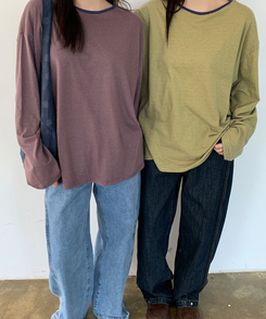 ストライプオーバーフィットTシャツ(6color) WINE