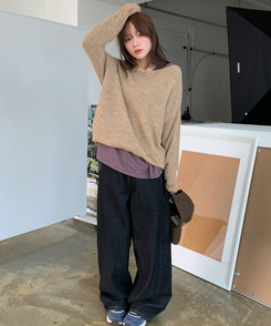 ストライプオーバーフィットTシャツ(6color) WINE