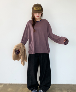 ストライプオーバーフィットTシャツ(6color) WINE