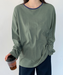 ストライプオーバーフィットTシャツ(6color) GREEN