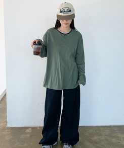 ストライプオーバーフィットTシャツ(6color) GREEN