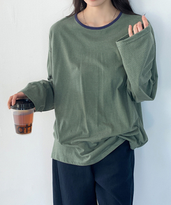ストライプオーバーフィットTシャツ(6color) GREEN