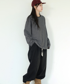 ストライプオーバーフィットTシャツ(6color) BLACK