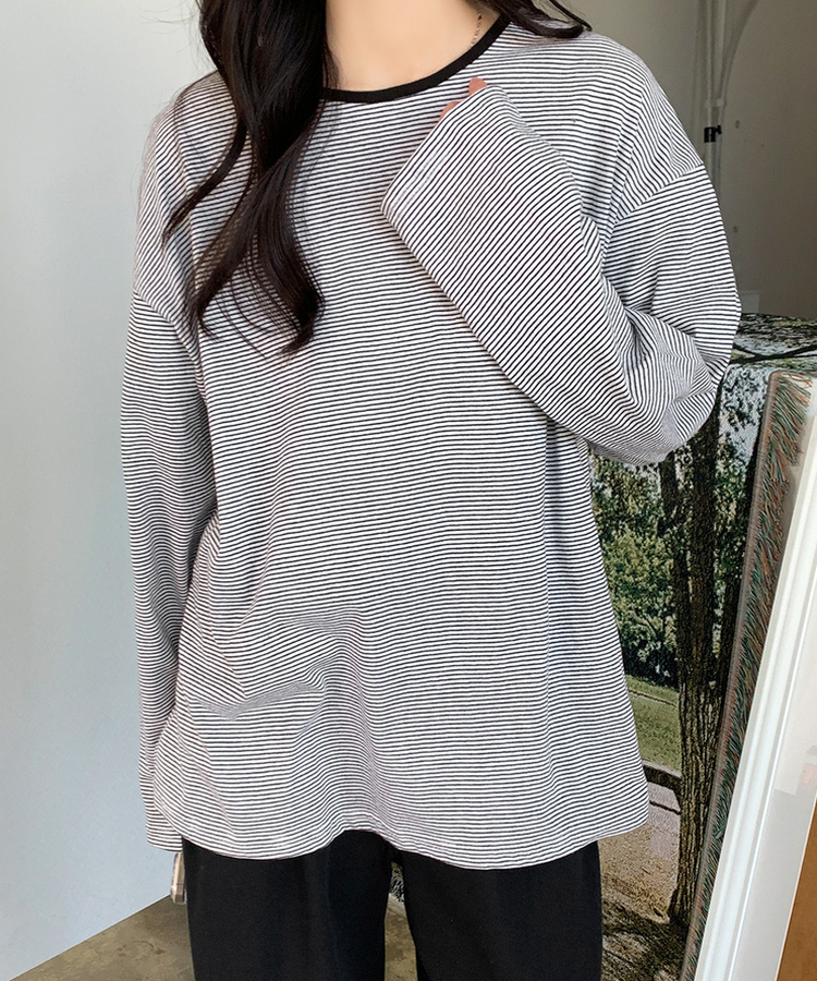 ストライプオーバーフィットTシャツ(6color) IVORY