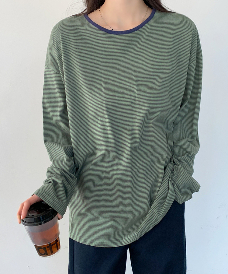 ストライプオーバーフィットTシャツ(6color) GREEN
