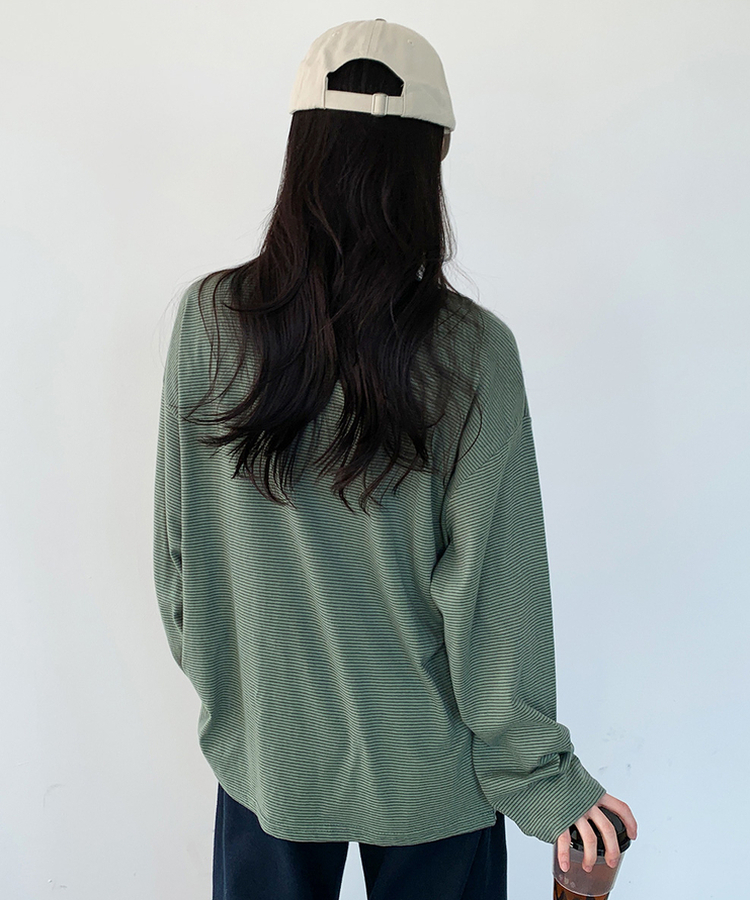 ストライプオーバーフィットTシャツ(6color) GREEN