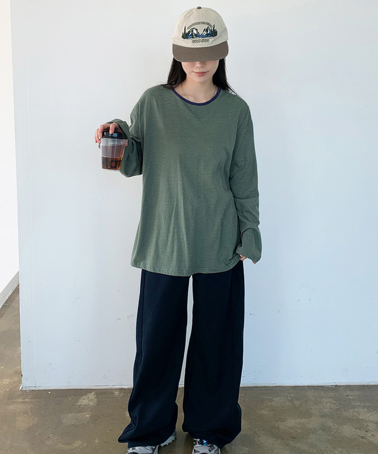 ストライプオーバーフィットTシャツ(6color) GREEN