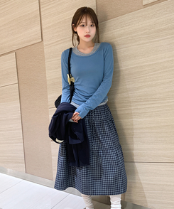 シェリングレイヤード長袖Tシャツ BLUE