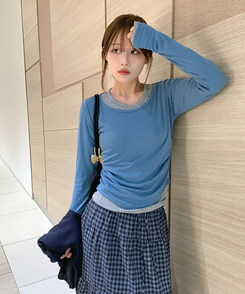 シェリングレイヤード長袖Tシャツ BLUE