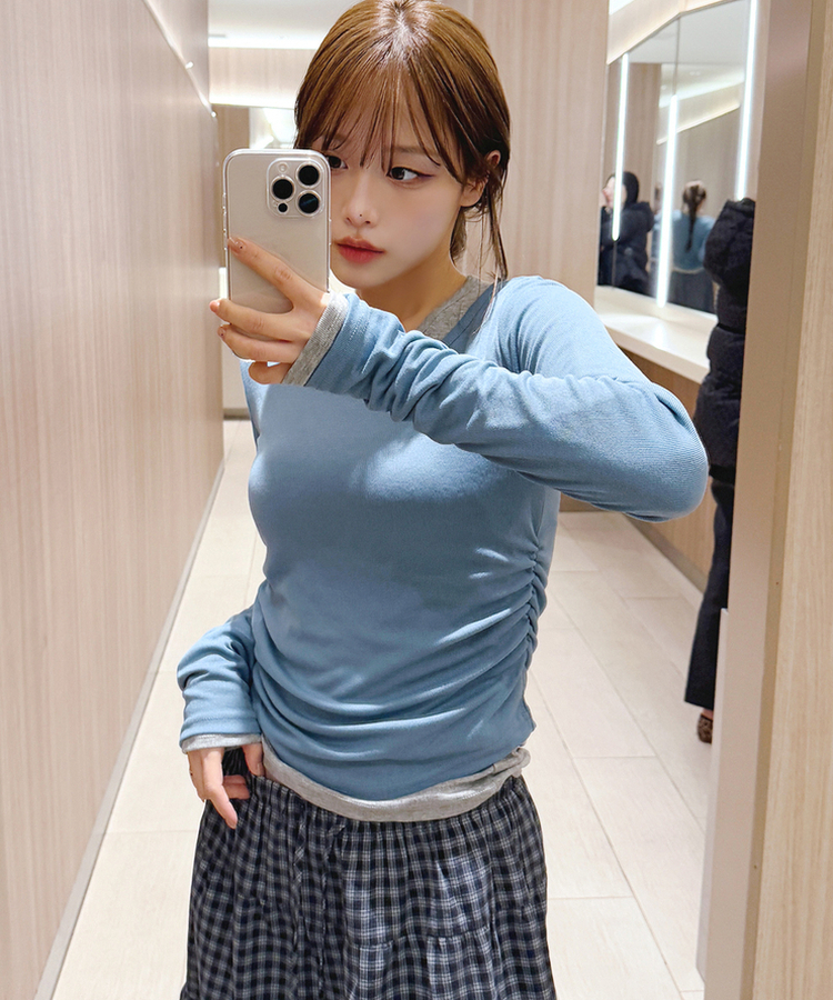 シェリングレイヤード長袖Tシャツ BLUE