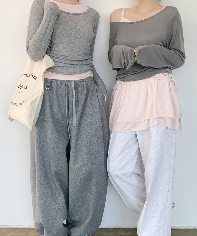 シェリングレイヤード長袖Tシャツ MELANGE GRAY