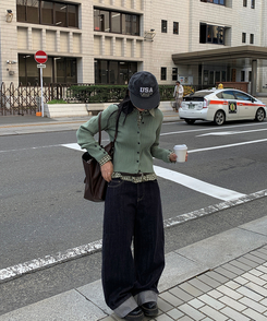 フリルチェックボタンシャツ GREEN