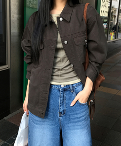 コットンオーバーフィットジャケット CHARCOAL BROWN
