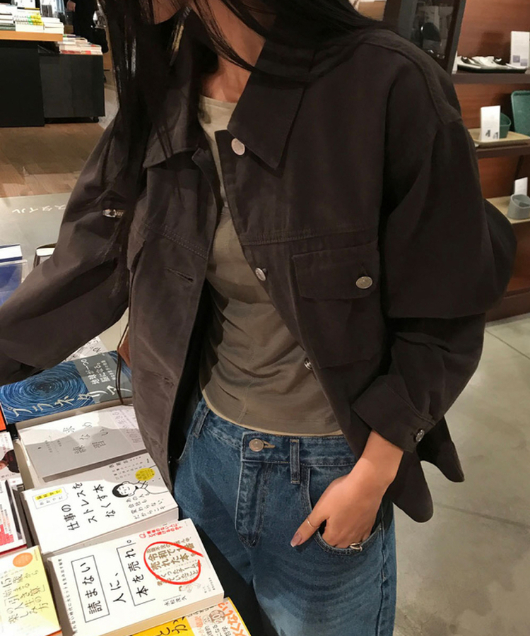 コットンオーバーフィットジャケット CHARCOAL BROWN