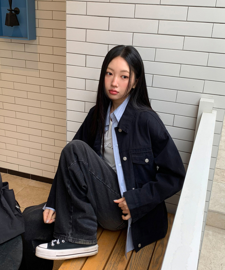 コットンオーバーフィットジャケット NAVY