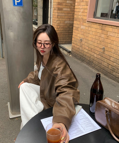 オーバーフィットレザージャケット BROWN