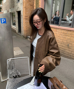 オーバーフィットレザージャケット BROWN