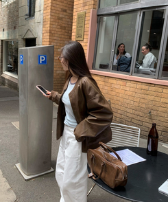 オーバーフィットレザージャケット BROWN