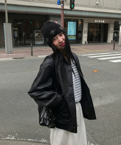 オーバーフィットレザージャケット BLACK