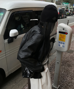 オーバーフィットレザージャケット BLACK