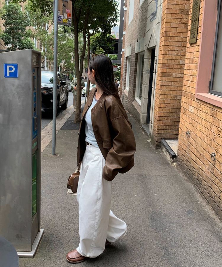 オーバーフィットレザージャケット BROWN