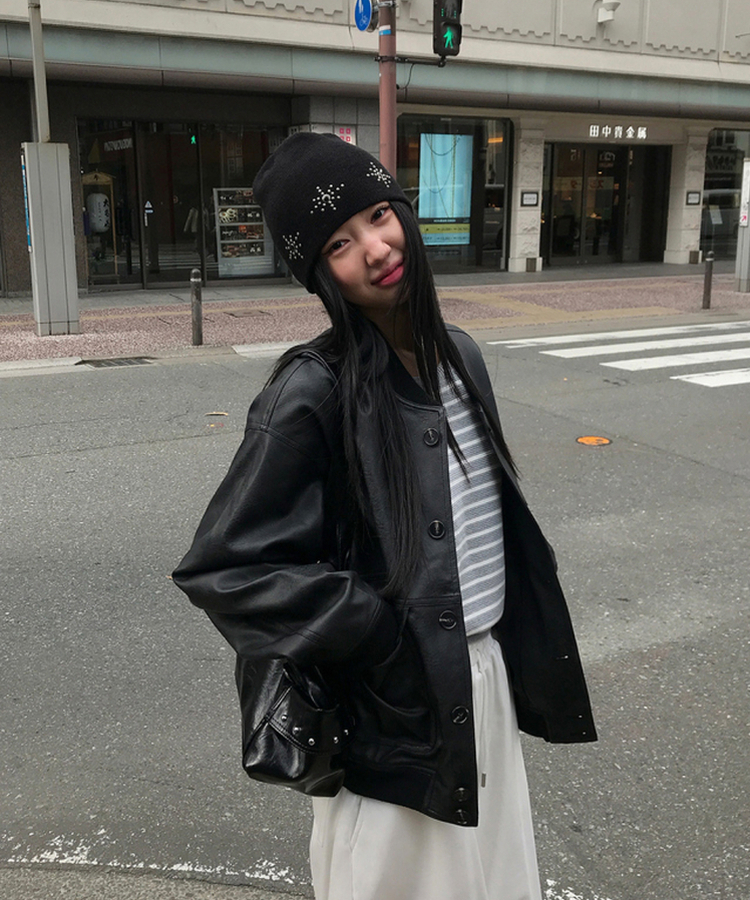 オーバーフィットレザージャケット BLACK