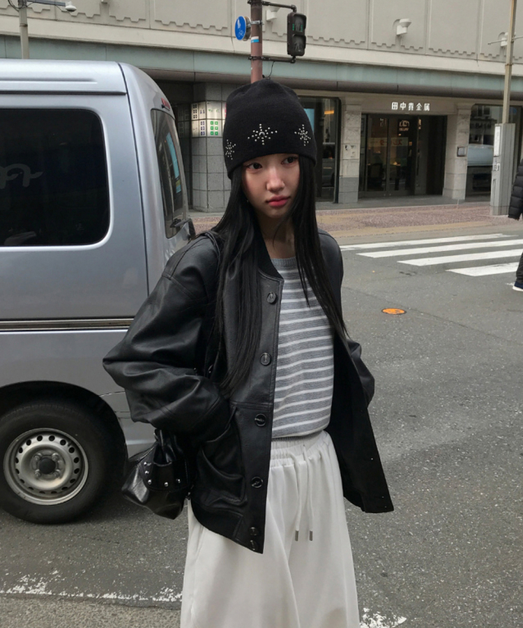 オーバーフィットレザージャケット BLACK