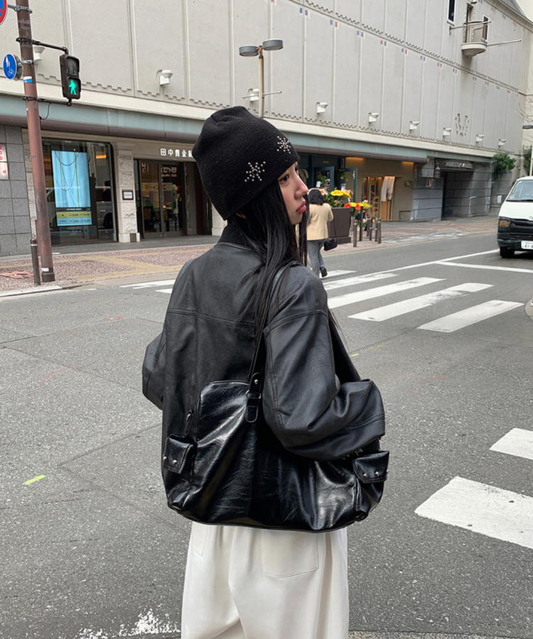 オーバーフィットレザージャケット BLACK