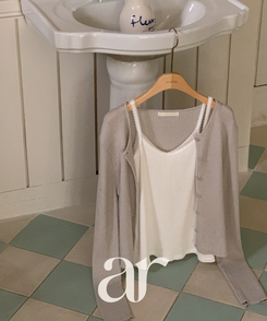 （華奢見えシルエット／MDおすすめ♥）リブ 長袖カーディガン GRAY