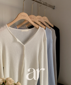 （華奢見えシルエット／MDおすすめ♥）リブ 長袖カーディガン