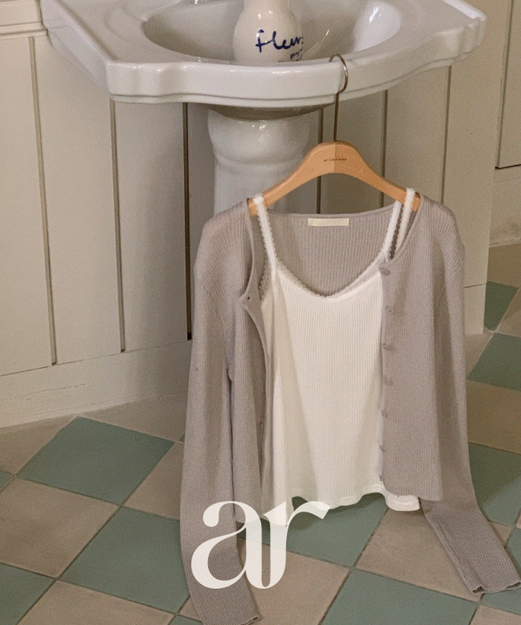 （華奢見えシルエット／MDおすすめ♥）リブ 長袖カーディガン GRAY