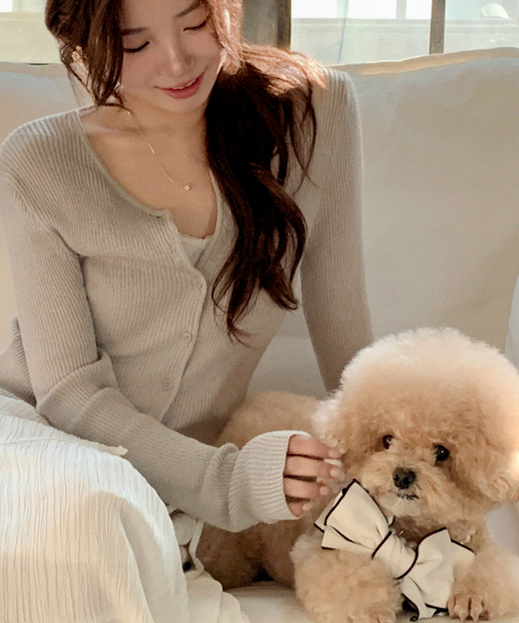 （華奢見えシルエット／MDおすすめ♥）リブ 長袖カーディガン GRAY