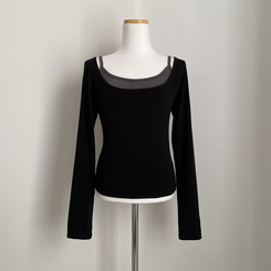 【SET】レイヤードストラップキャミソール＋スリム長袖Tシャツ