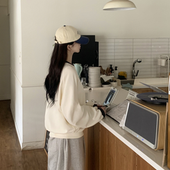 バイカラーボタン長袖Tシャツ(5color) CREAM