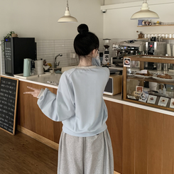 バイカラーボタン長袖Tシャツ(5color) BLUE