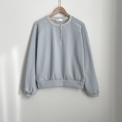 バイカラーボタン長袖Tシャツ(5color)