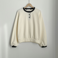 バイカラーボタン長袖Tシャツ(5color)