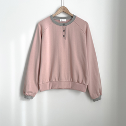 バイカラーボタン長袖Tシャツ(5color)