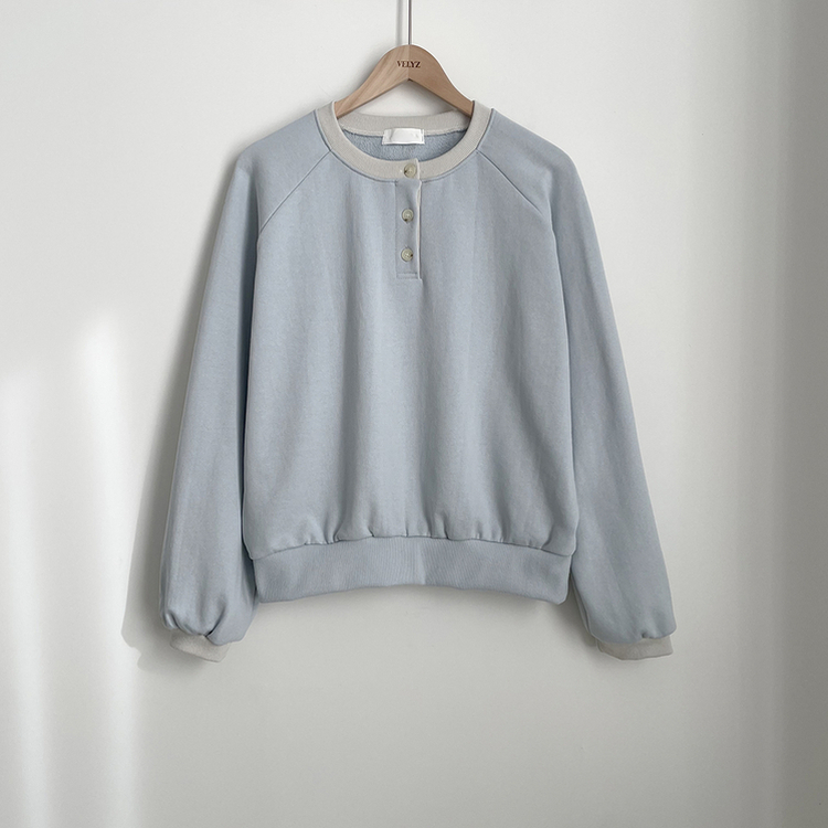 배색 버튼 나그랑 박시핏 벌룬 맨투맨 긴팔티셔츠 봄신상 봄맨투맨 봄옷